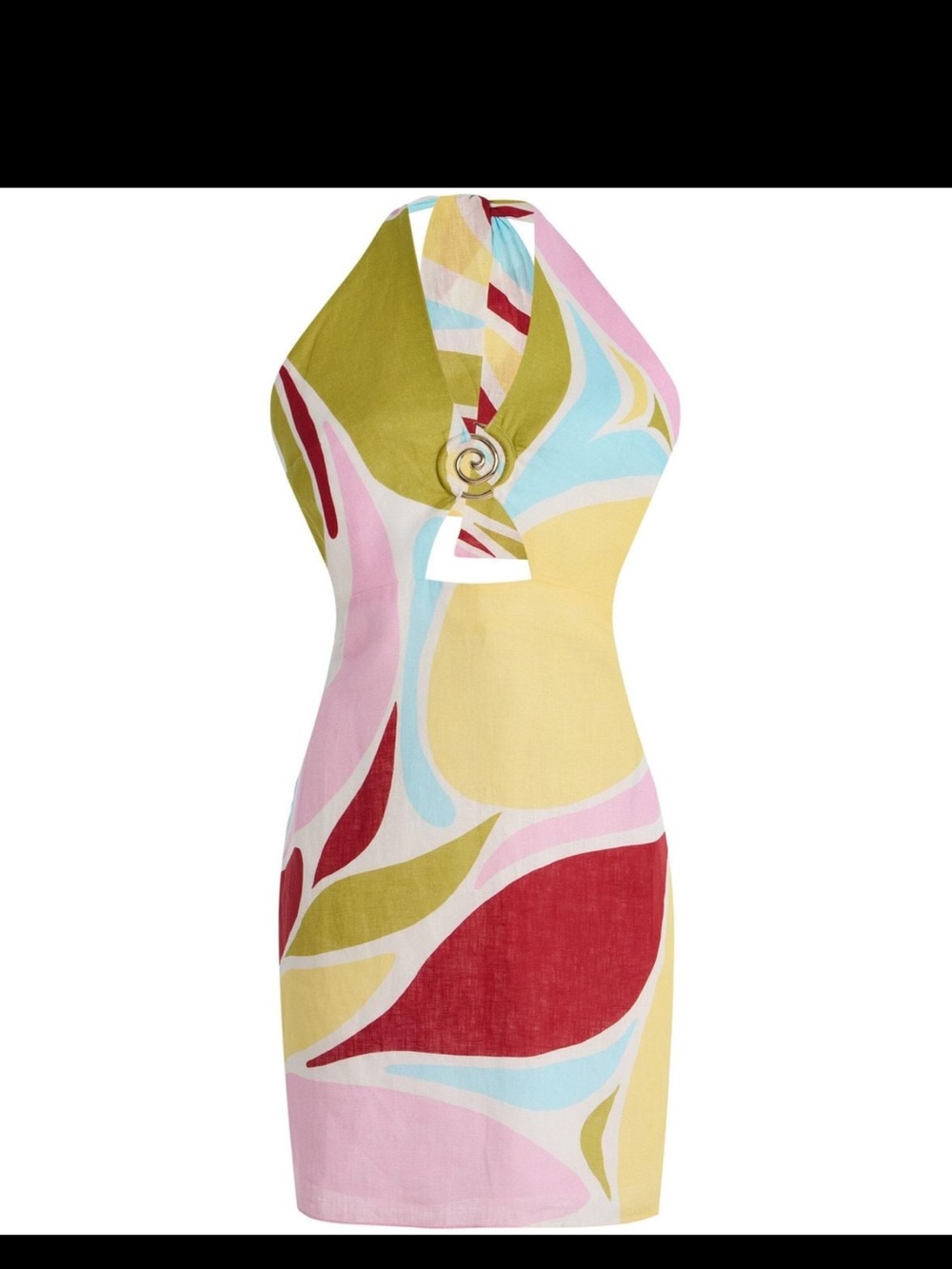 Halter Mini Dress in Multicolor Abstract Print
